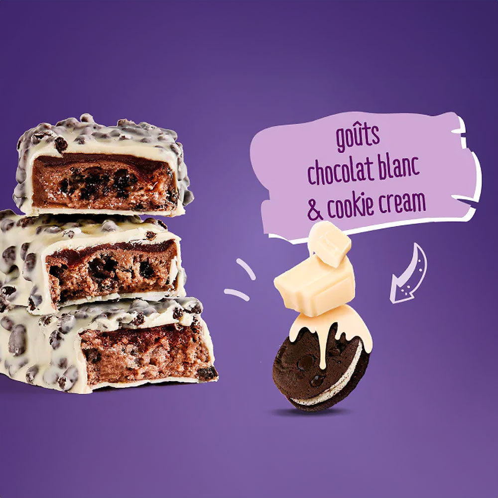 JOYFUEL : Chocolat blanc et cookie cream : x12 barres protéinées