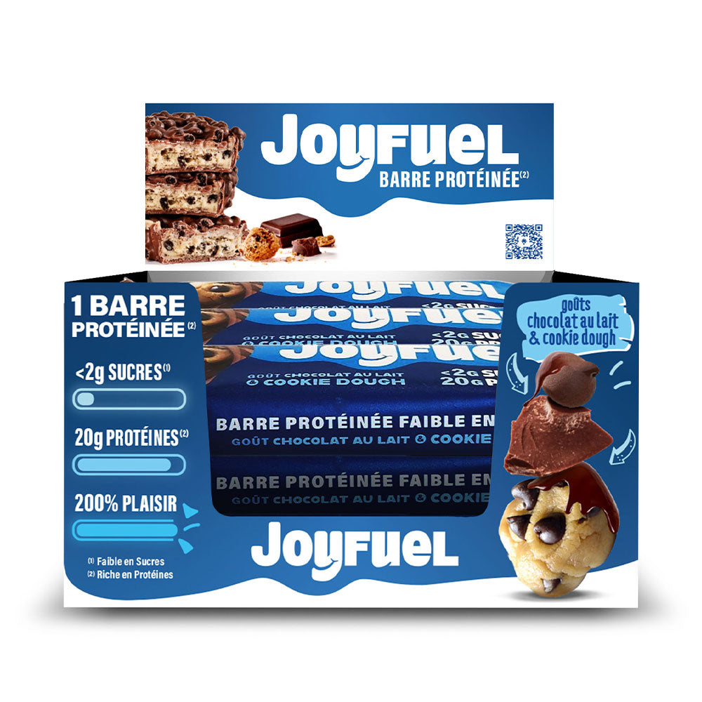 JOYFUEL: Chocolate con leche y masa para galletas: x12 barritas proteicas