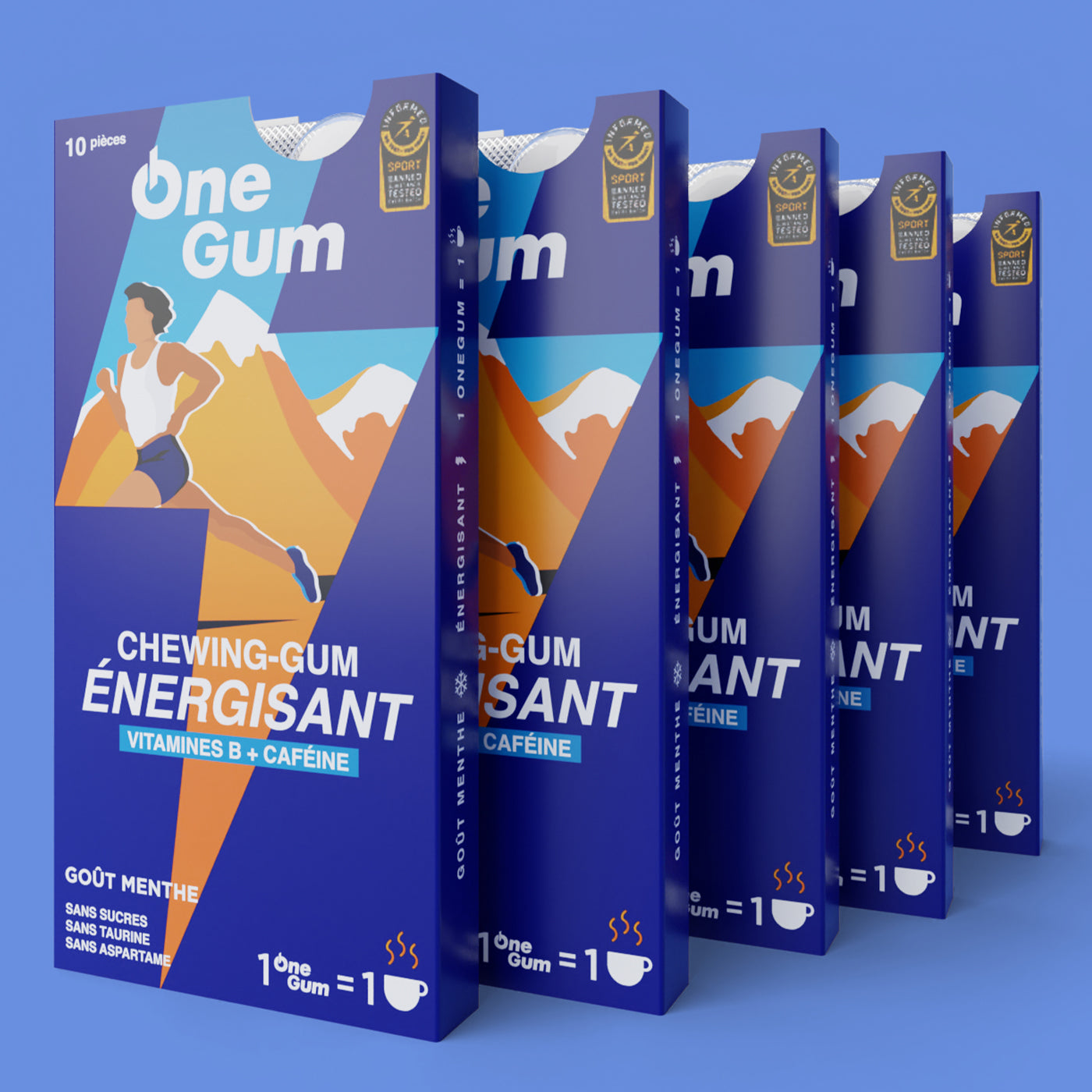 OneGum : Le chewing-gum énergisant : 5 paquets de 10 gommes à mâcher